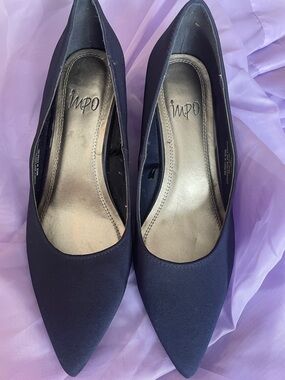 Impo Blue Pointed Toe Satin Pumps